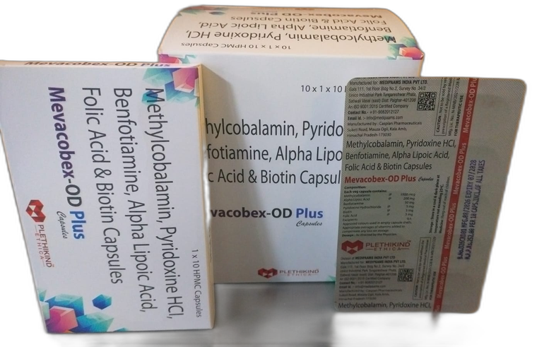 Caspian Pharmaceuticals product photograph — actual packaging with blister packs and cartons
